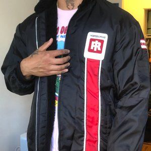 Vintage Bomber Racing Jacket Shearling Lined